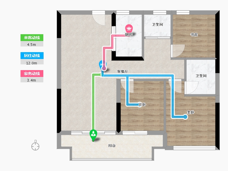 陕西省-咸阳市-珑樾府-74.45-户型库-动静线