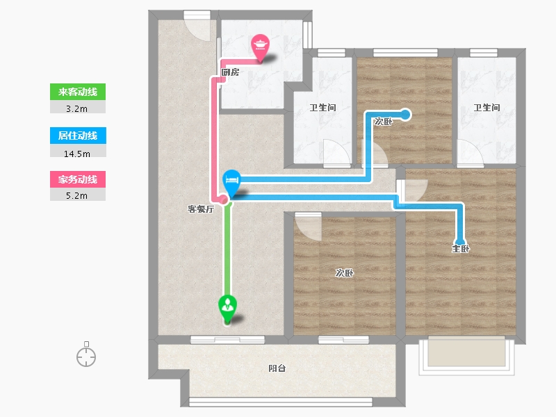 陕西省-咸阳市-天地源和樾溪谷-84.00-户型库-动静线