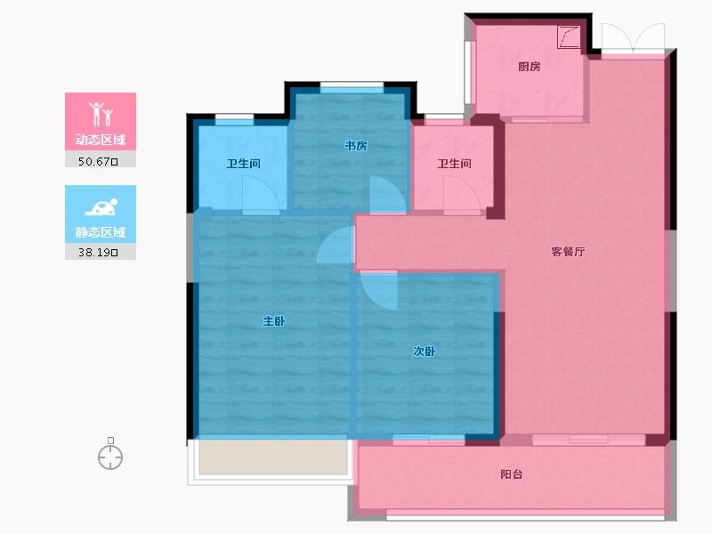 浙江省-温州市-新宏地大诚万象风华-80.00-户型库-动静分区