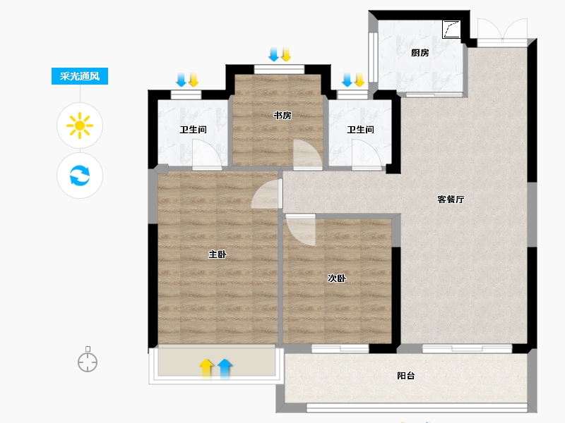 浙江省-温州市-新宏地大诚万象风华-80.00-户型库-采光通风