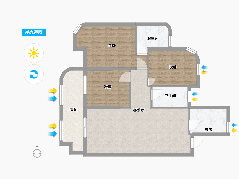 湖北省-荆州市-楚天都市·信园-89.00-户型库-采光通风