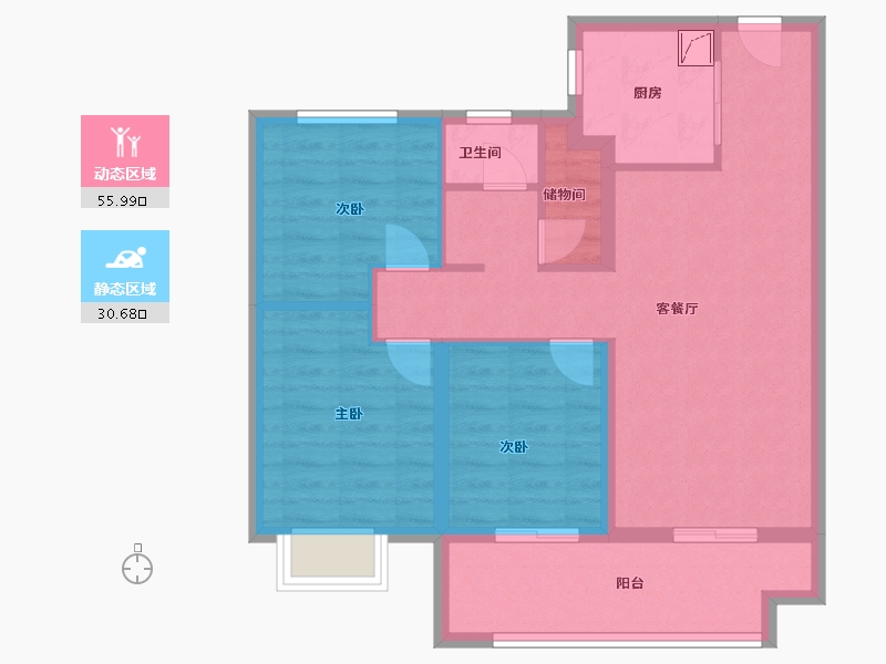 陕西省-咸阳市-天地源和樾溪谷-76.80-户型库-动静分区