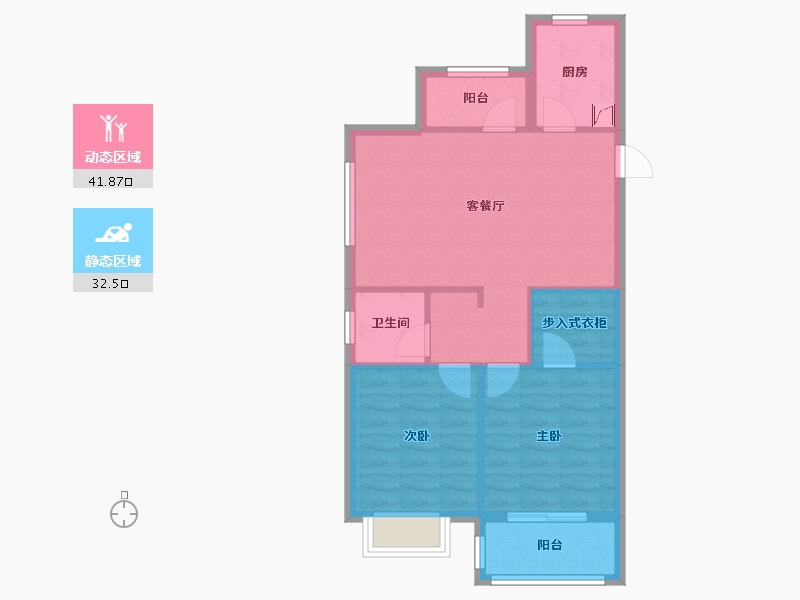 浙江省-宁波市-梅园花庭-90.64-户型库-动静分区