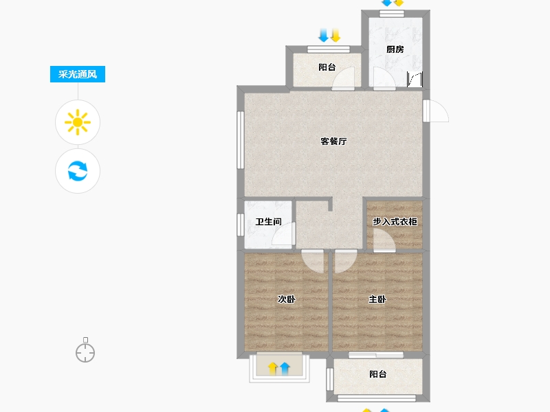 浙江省-宁波市-梅园花庭-90.64-户型库-采光通风