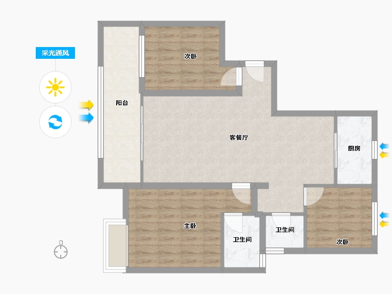 山东省-烟台市-玲珑玺悦府小区-100.00-户型库-采光通风