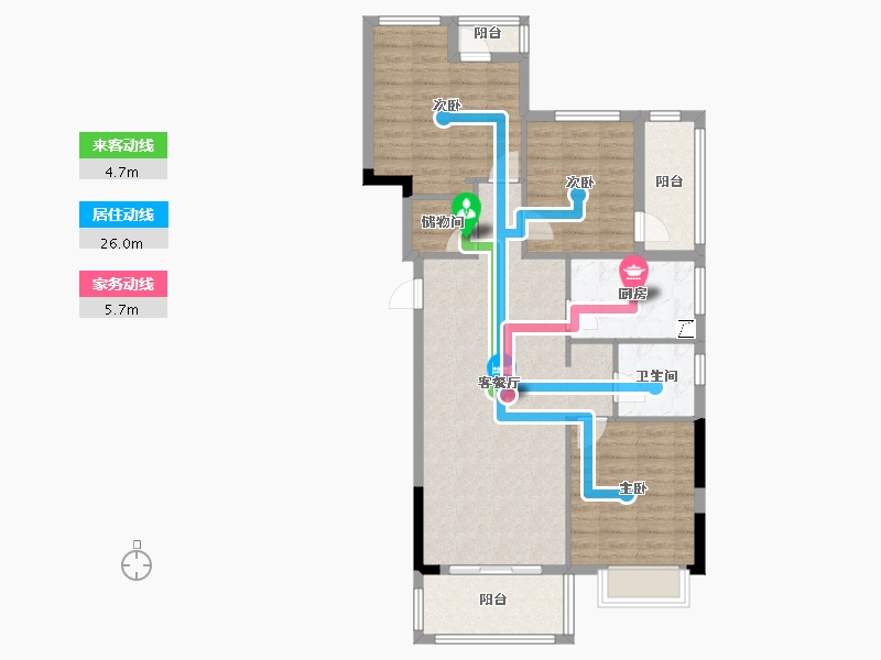 湖北省-武汉市-美联藏龙甲第-95.20-户型库-动静线