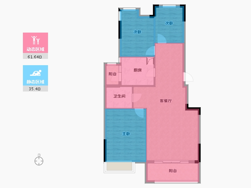 湖北省-武汉市-美联藏龙甲第-88.00-户型库-动静分区