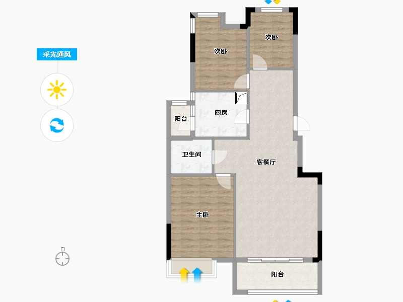 湖北省-武汉市-美联藏龙甲第-88.00-户型库-采光通风