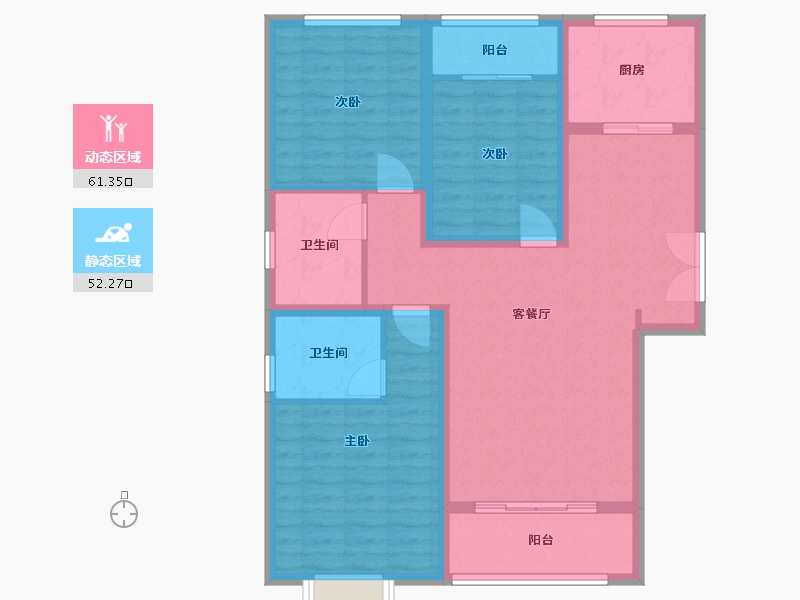 陕西省-咸阳市-天酬四季花园三期-102.00-户型库-动静分区