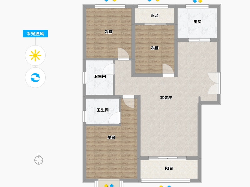 陕西省-咸阳市-天酬四季花园三期-102.00-户型库-采光通风