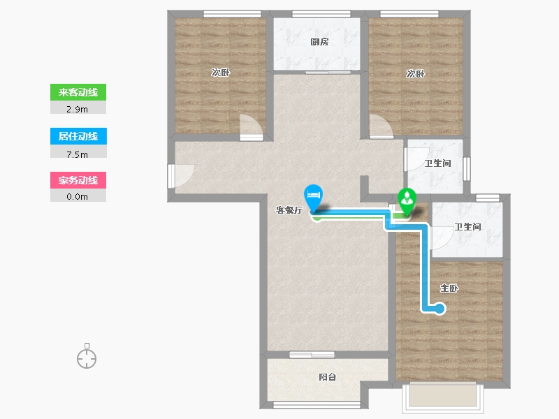 陕西省-咸阳市-天酬四季花园三期-102.99-户型库-动静线