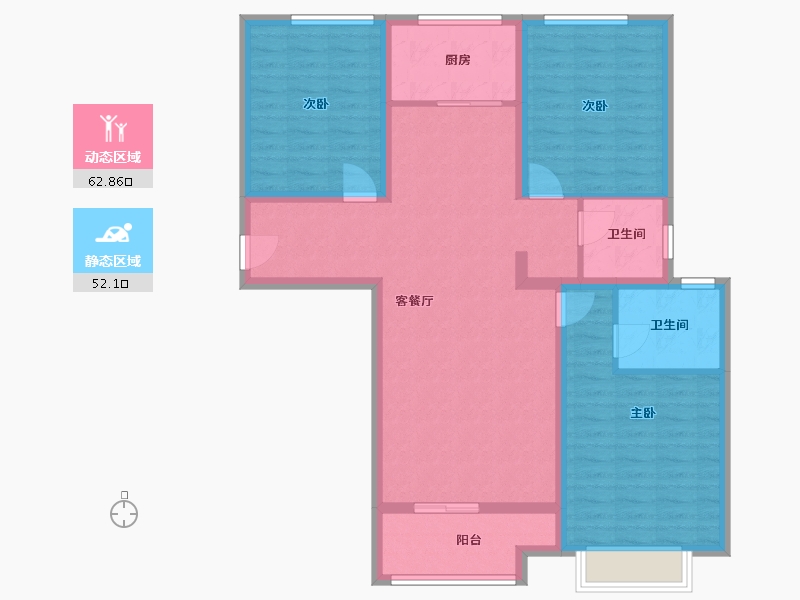 陕西省-咸阳市-天酬四季花园三期-102.99-户型库-动静分区