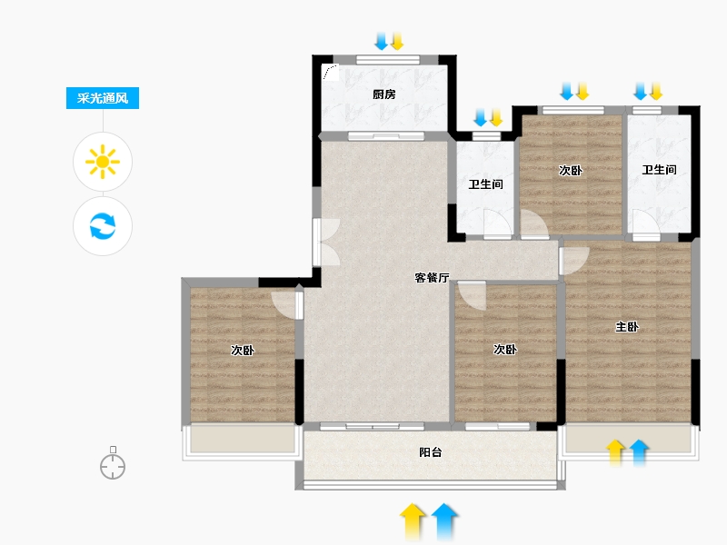 浙江省-温州市-新鸿君品雅苑-114.10-户型库-采光通风