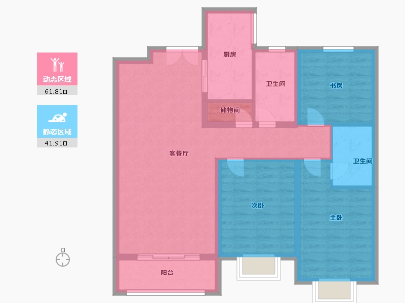 陕西省-咸阳市-天酬四季花园三期-93.00-户型库-动静分区