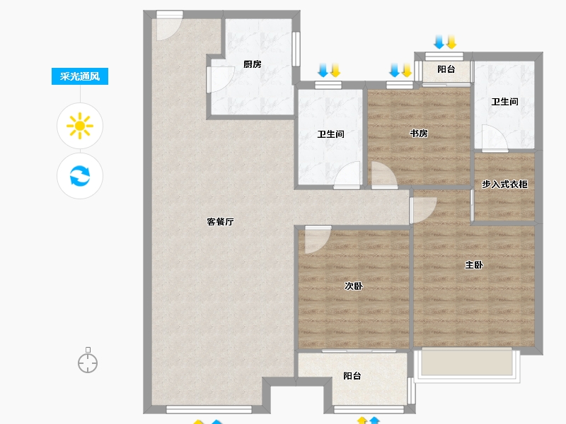 山东省-济南市-中骏雍景府-107.14-户型库-采光通风