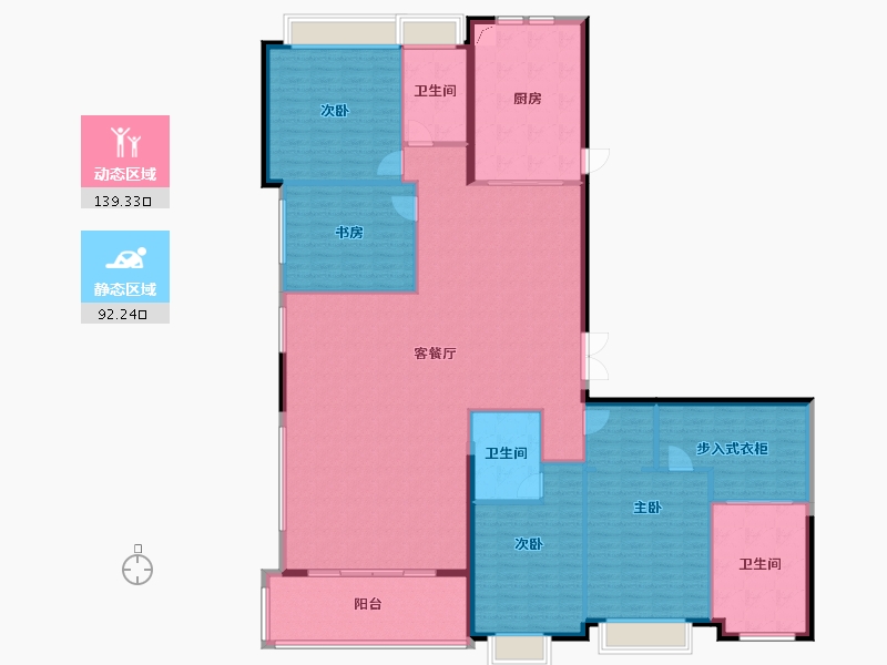 湖北省-武汉市-宸嘉100-215.20-户型库-动静分区