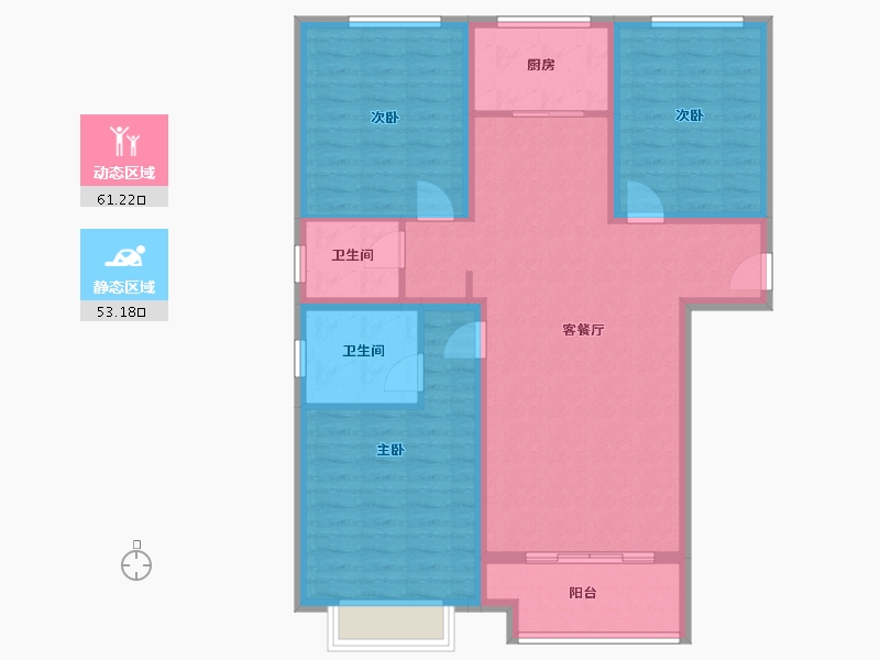 陕西省-咸阳市-天酬四季花园三期-103.00-户型库-动静分区