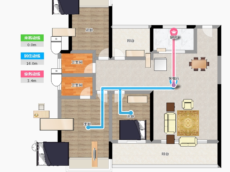 湖南省-长沙市-金地峯范-114.40-户型库-动静线