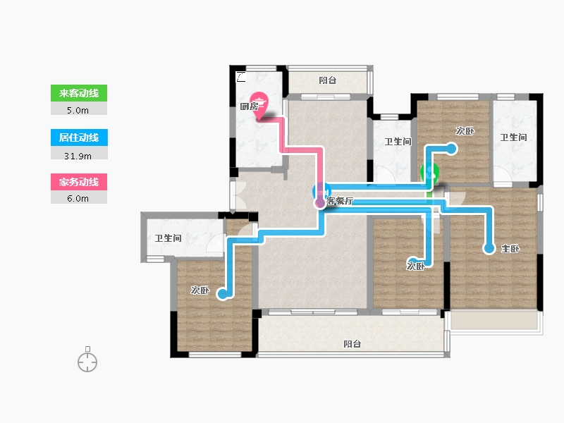 浙江省-温州市-新鸿君品雅苑-136.06-户型库-动静线