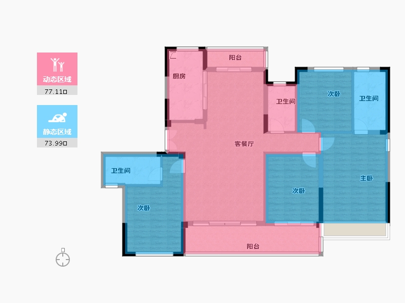 浙江省-温州市-新鸿君品雅苑-136.06-户型库-动静分区