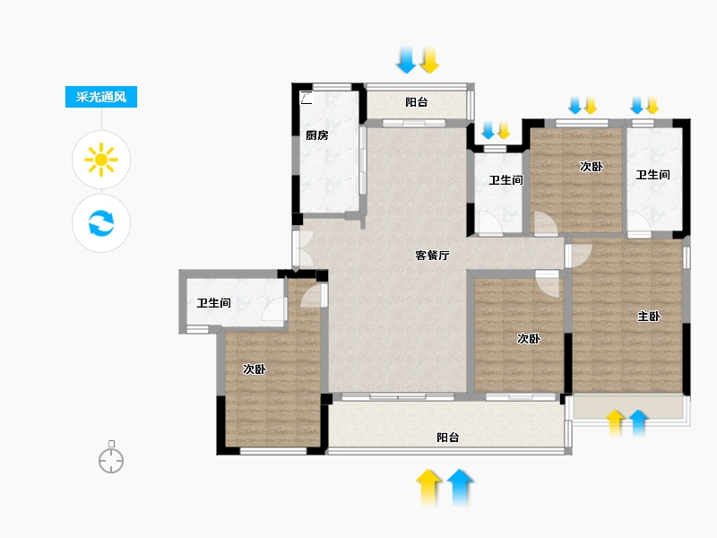 浙江省-温州市-新鸿君品雅苑-136.06-户型库-采光通风