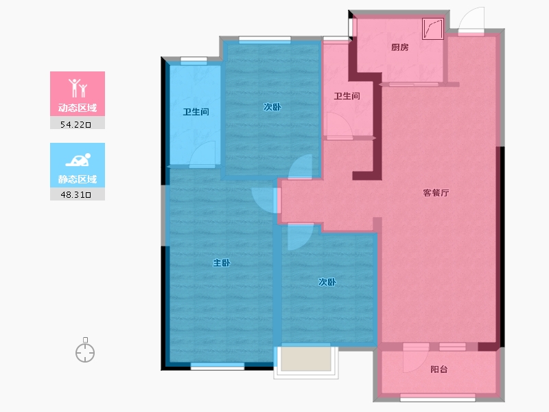 湖北省-武汉市-金地兰亭大境-91.35-户型库-动静分区