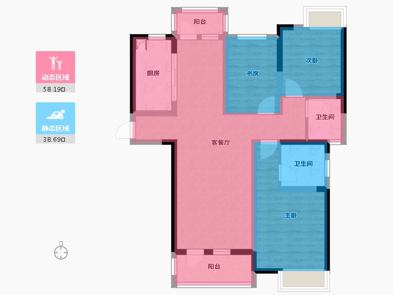 湖北省-武汉市-东湖风光-84.63-户型库-动静分区