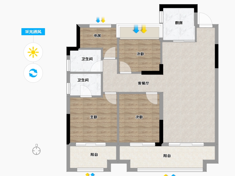 安徽省-淮北市-迦美凯兴府-91.19-户型库-采光通风