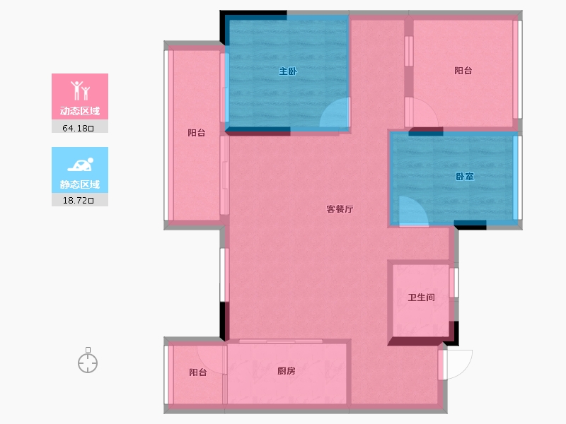 重庆-重庆市-奥园悦府-74.14-户型库-动静分区