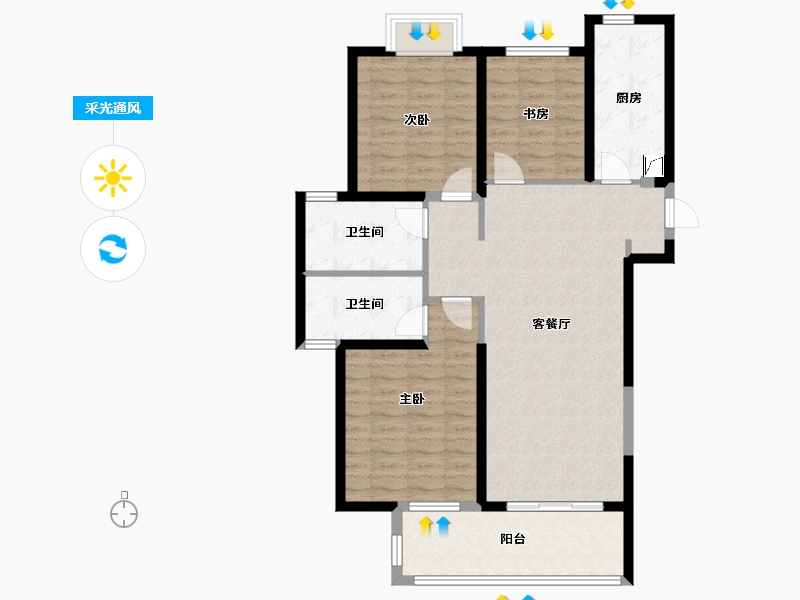 湖北省-武汉市-天地新力雅园-96.80-户型库-采光通风