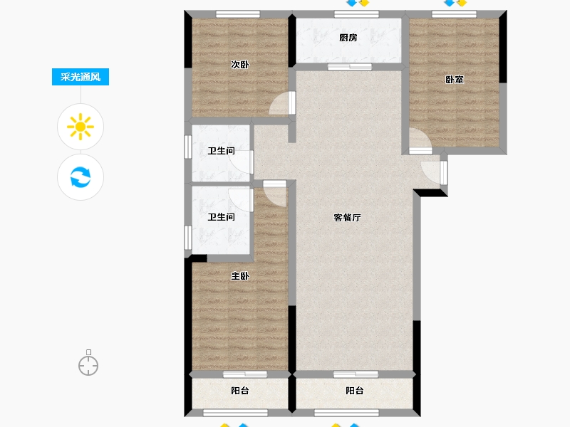 甘肃省-临夏回族自治州-临夏幸福城-105.00-户型库-采光通风