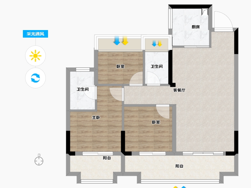 安徽省-淮北市-迦美凯兴府-83.82-户型库-采光通风