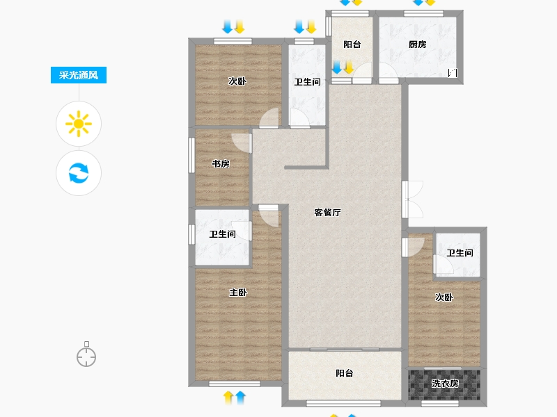 山西省-阳泉市-泉民华府-136.08-户型库-采光通风