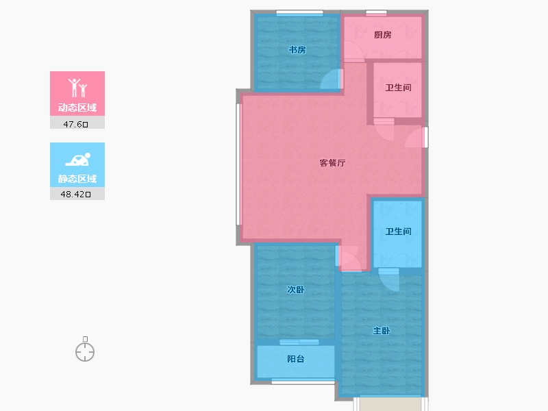 山西省-吕梁市-崇文学府-90.00-户型库-动静分区