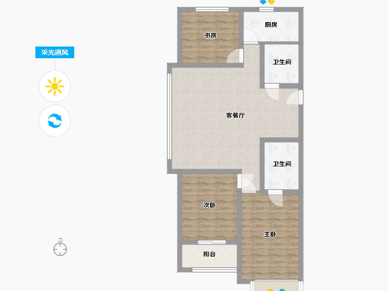 山西省-吕梁市-崇文学府-90.00-户型库-采光通风