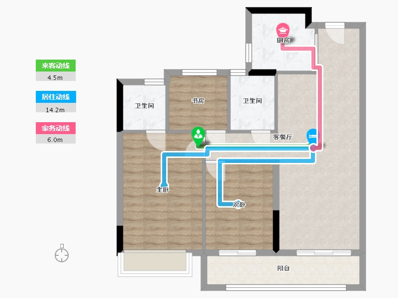 浙江省-台州市-锦湖园-90.00-户型库-动静线