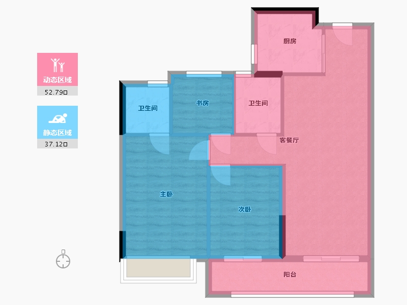 浙江省-台州市-锦湖园-90.00-户型库-动静分区