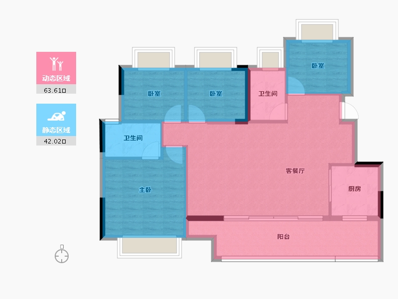 重庆-重庆市-奥园悦府-95.81-户型库-动静分区