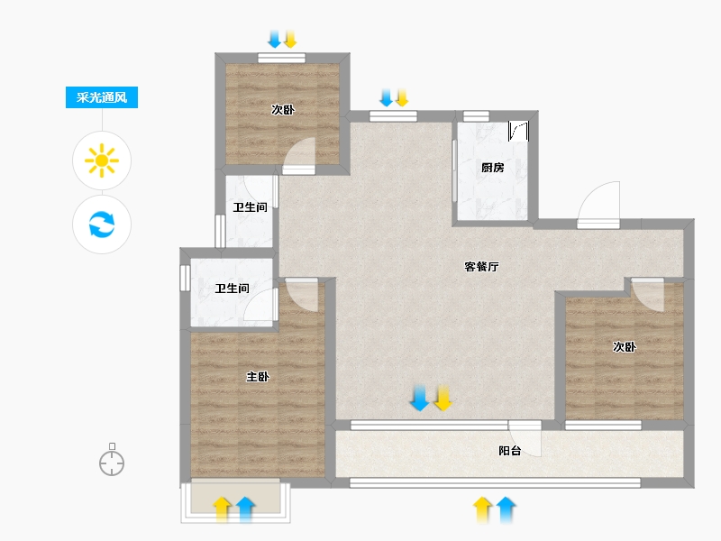 山东省-济南市-银丰国泰江悦-87.89-户型库-采光通风