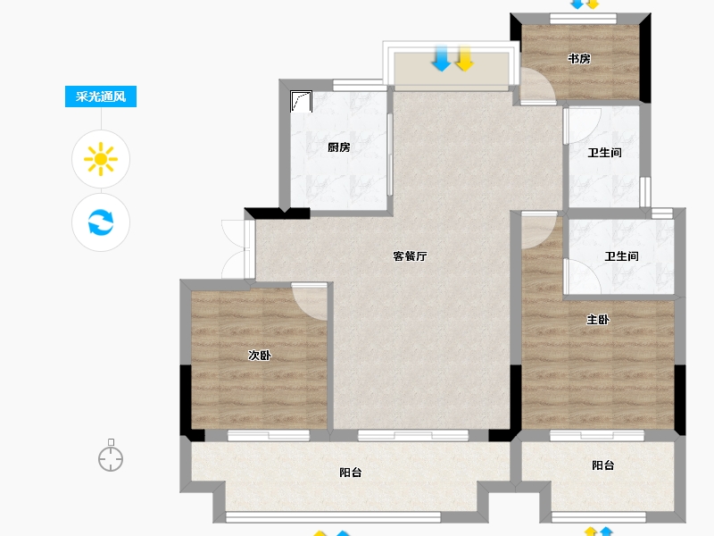 安徽省-淮北市-迦美凯兴府-85.06-户型库-采光通风