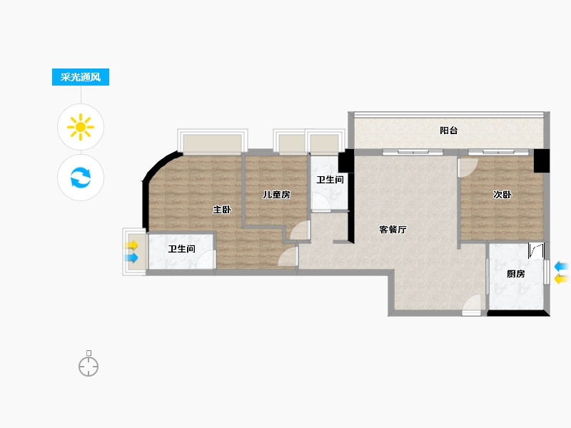 海南省-海口市-同康江语海-94.42-户型库-采光通风