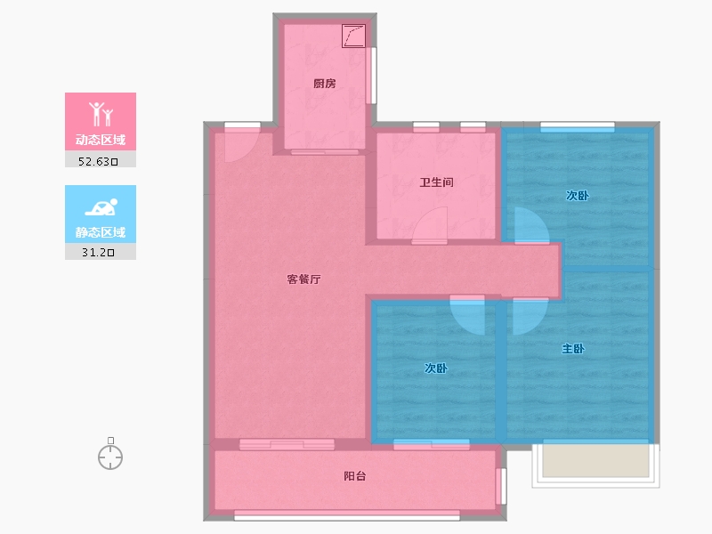 江苏省-无锡市-德信云溪名著-74.23-户型库-动静分区