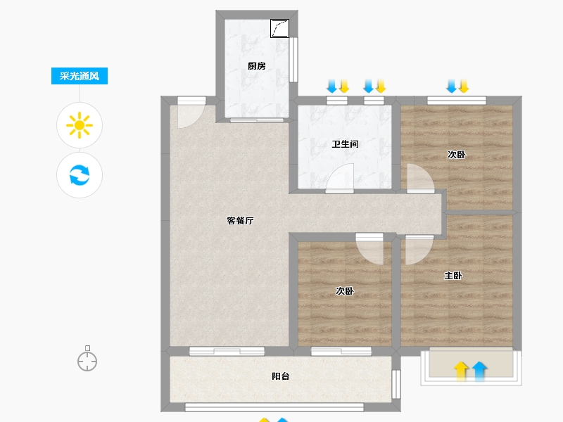 江苏省-无锡市-德信云溪名著-74.23-户型库-采光通风