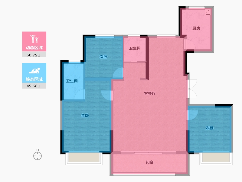 安徽省-淮南市-绿城明月山南-101.53-户型库-动静分区