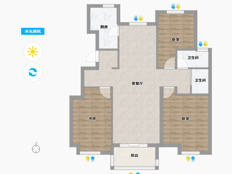 山东省-济南市-保利山语-87.03-户型库-采光通风