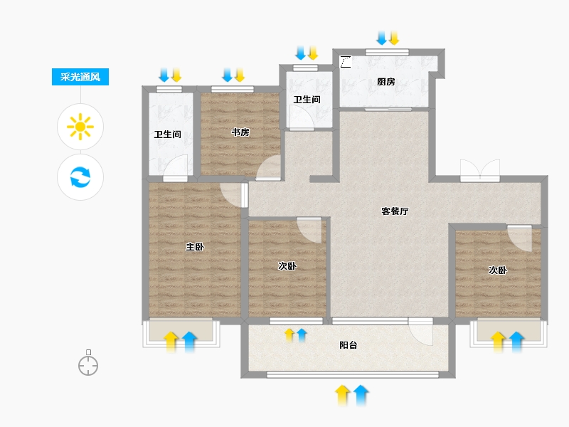 山东省-济南市-银丰国泰江悦-114.20-户型库-采光通风