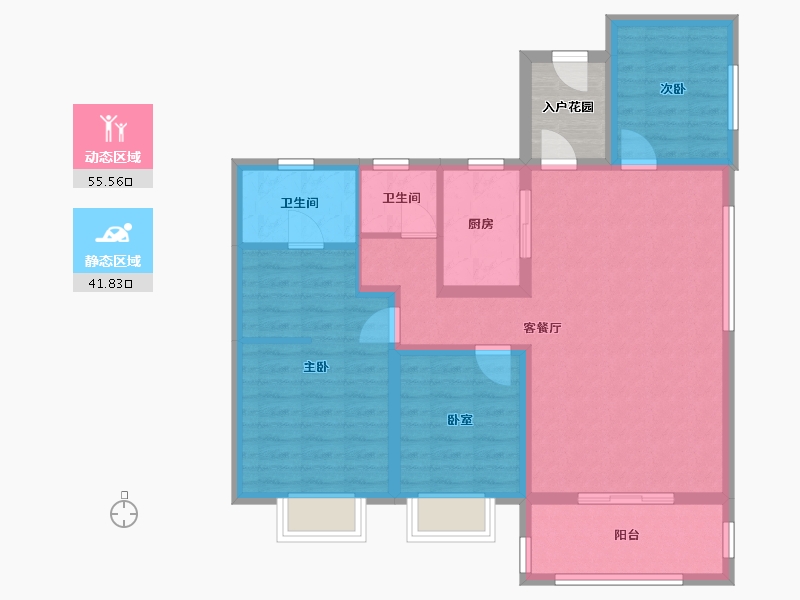 山西省-临汾市-丽景中央公园-90.73-户型库-动静分区