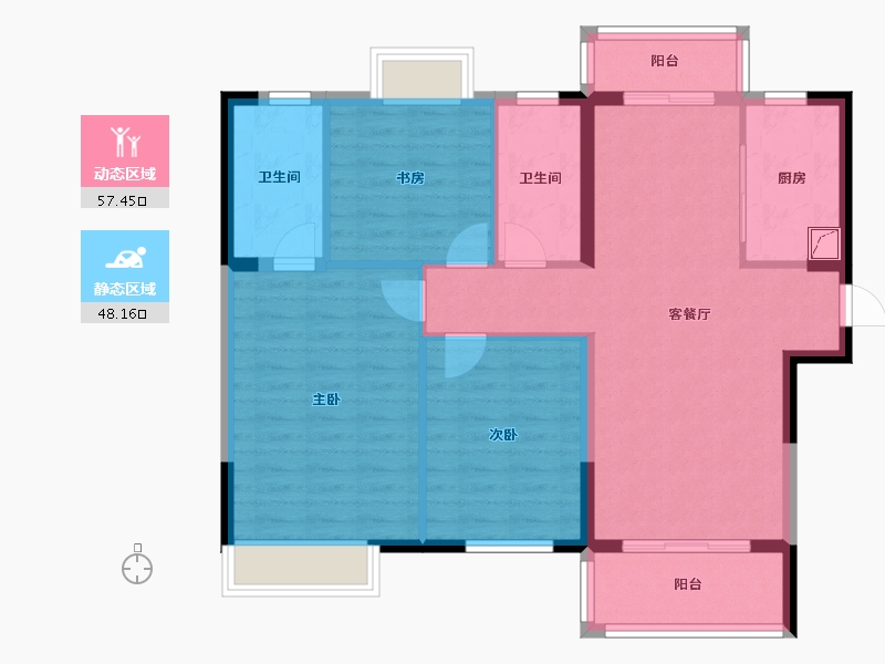 湖北省-武汉市-天地新力雅园-95.24-户型库-动静分区