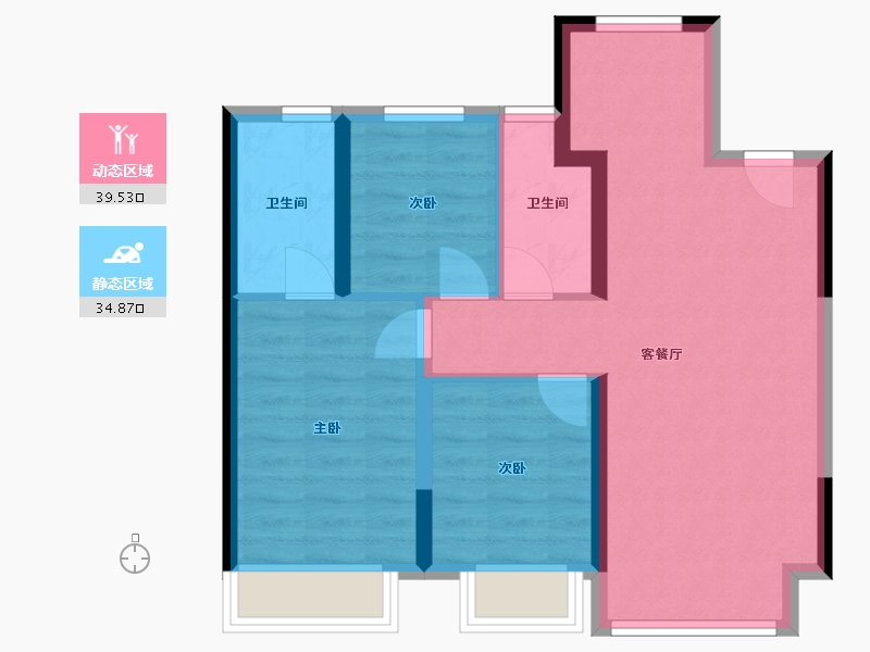 天津-天津市-中国铁建花语尚东-66.09-户型库-动静分区