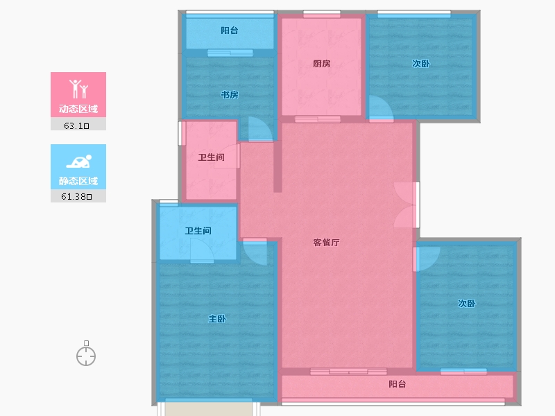 陕西省-咸阳市-龙湖上城-111.47-户型库-动静分区